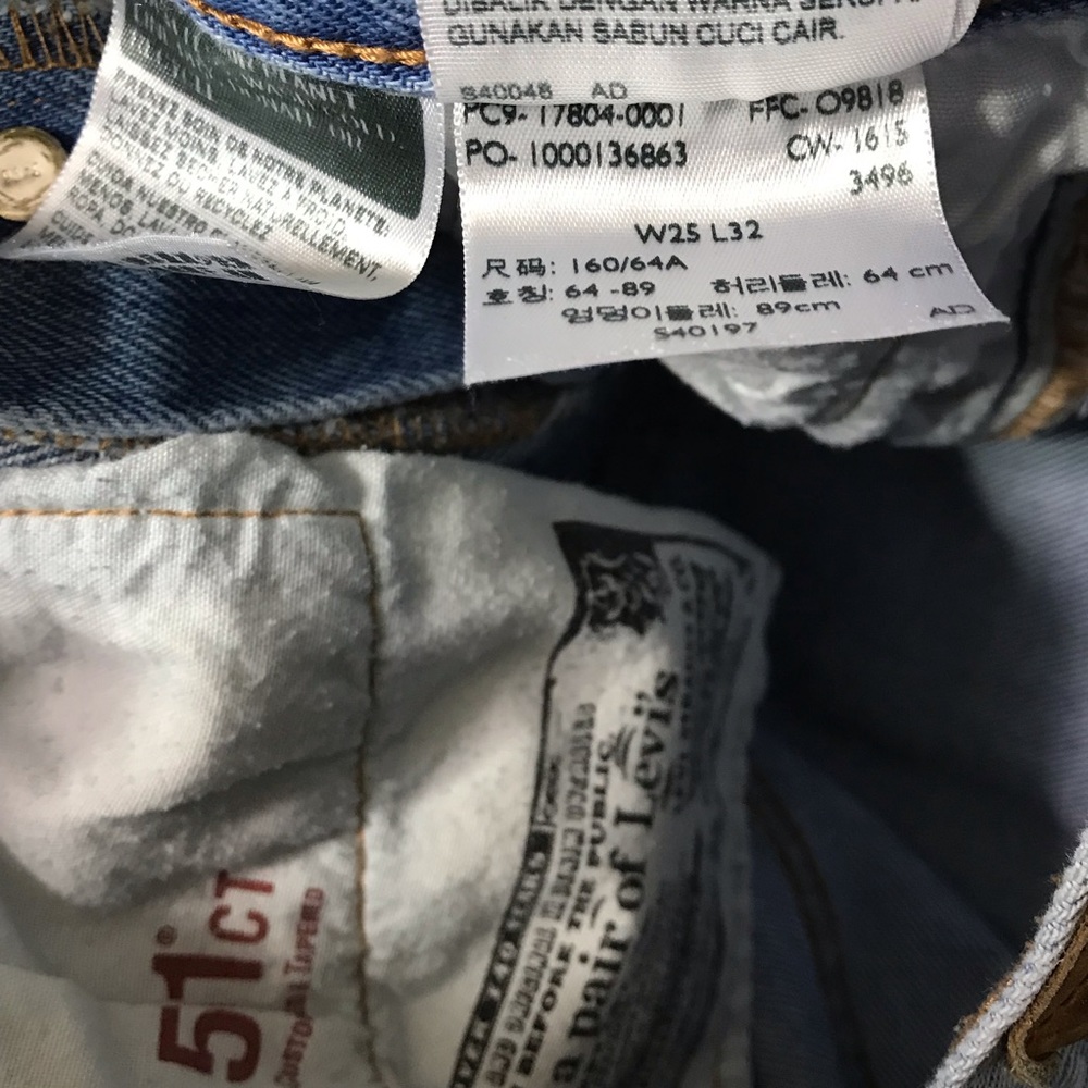 Levi’s 501 CT Light Wash Ripped Boyfriend Jeans 25 - Picture 7 of 8
